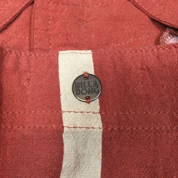 Billabong Womens 8 Sleeveless Linen Jumpsuit Stripe Crossfire Rusty Orange White - Picture 16 of 16